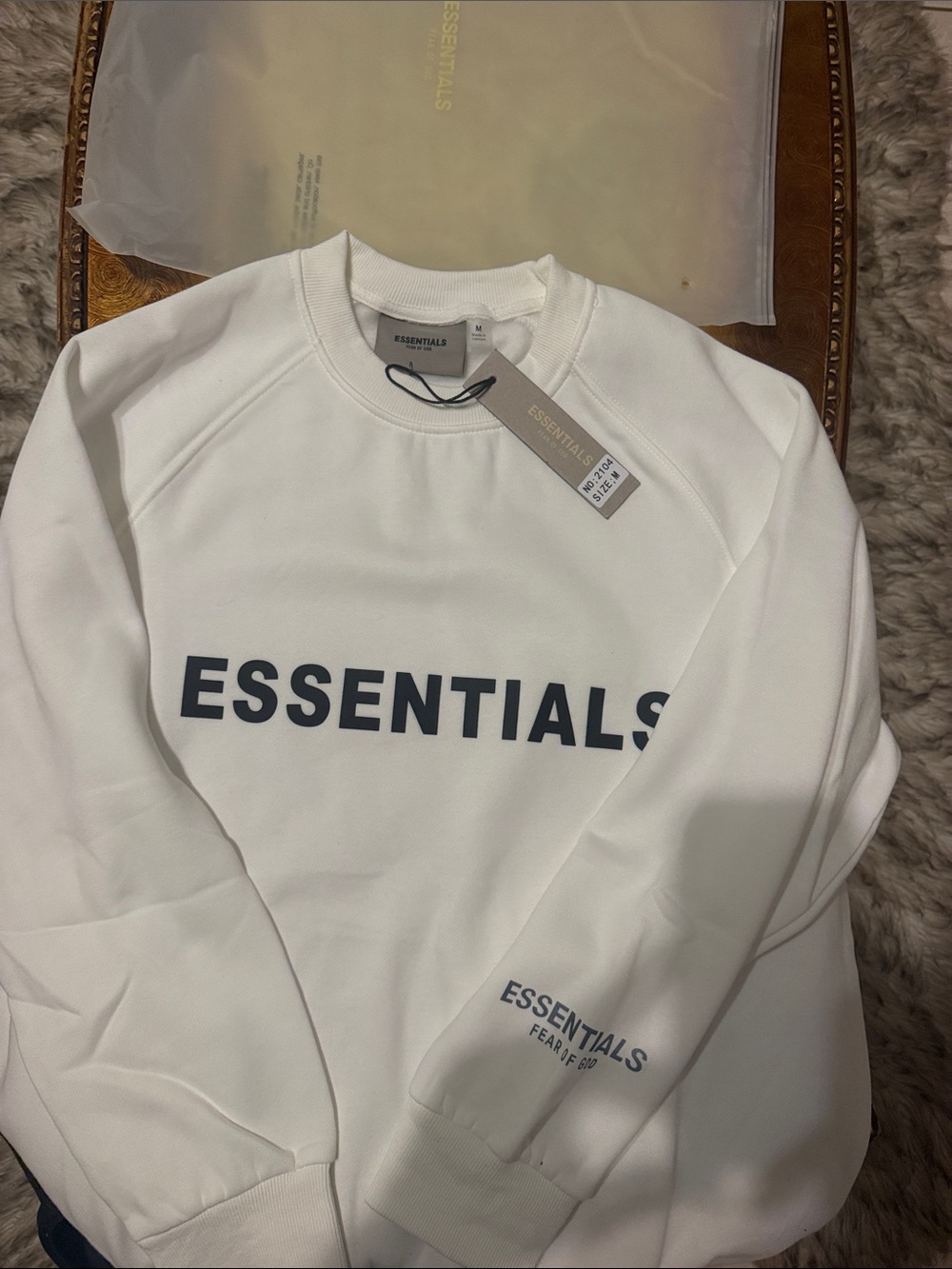 ESSENTIALS FEAR OF GOD medium size White Sweatshirt with Black Logo
